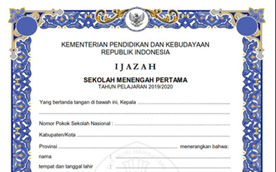 Juknis Penulisan Ijazah Tahun 2019/2020 Jenjang SD,SMP,SMA,SMK